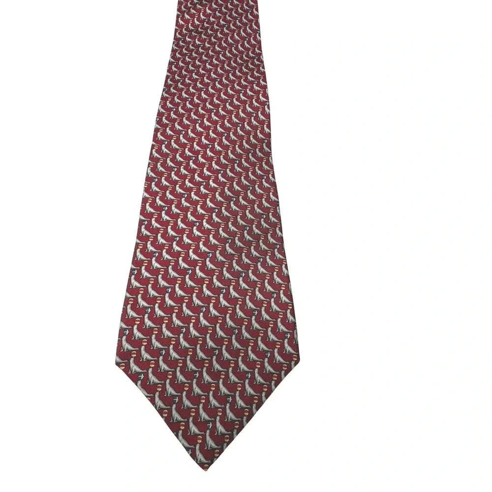 Museum Artifacts Mens Silk Tie Red‎ Seal Novelty Animal Print Handmade Necktie